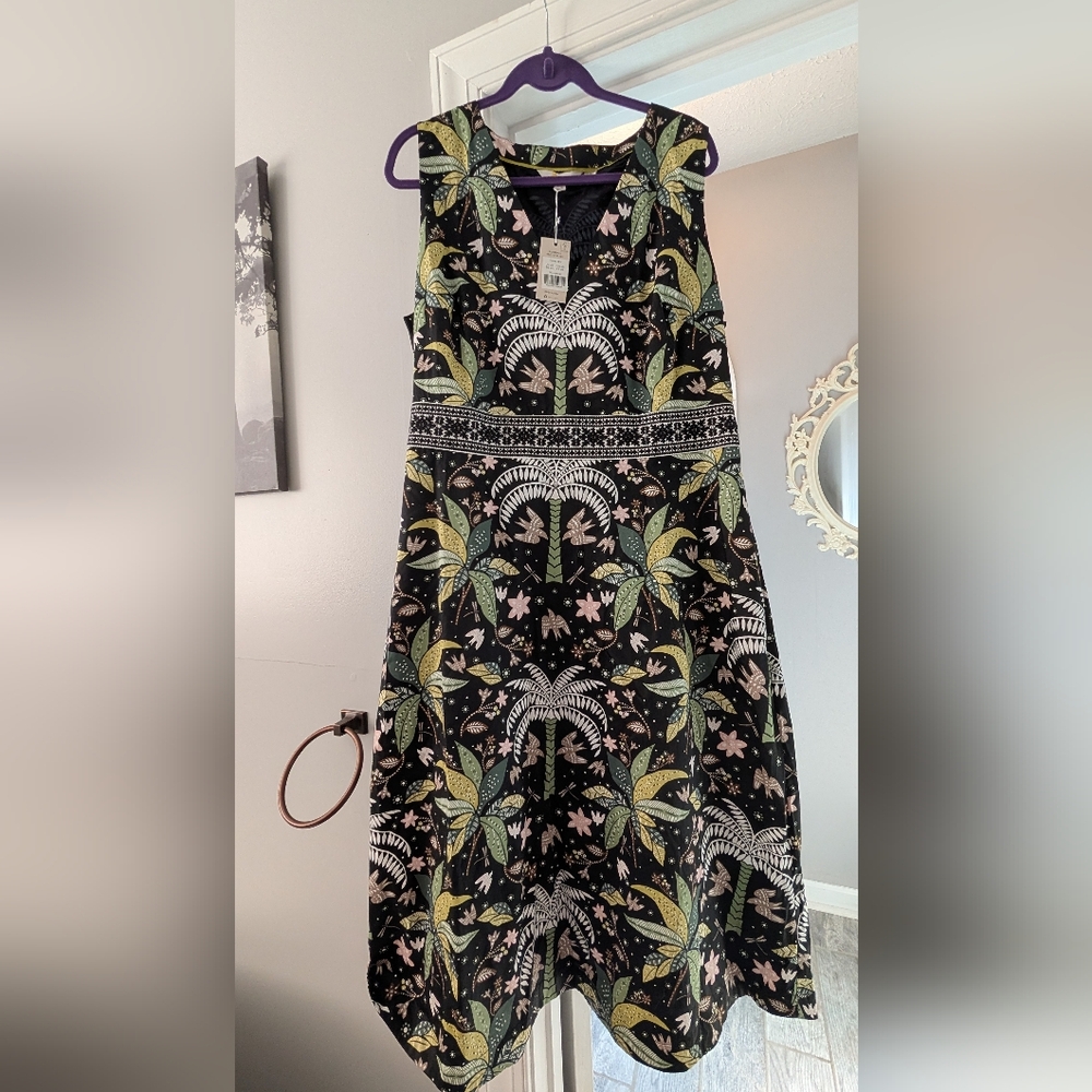 Boden NWT 16-18L Gorgeous 🥰 Palm 🌴 Tree Midi Dress